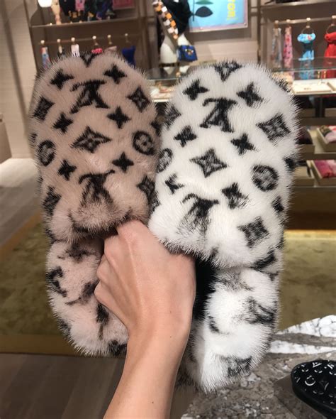 louis vuitton pink mink slippers|Louis Vuitton slippers fur.